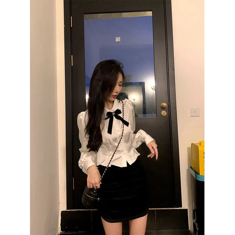 Bow Lace Patchwork Blouse